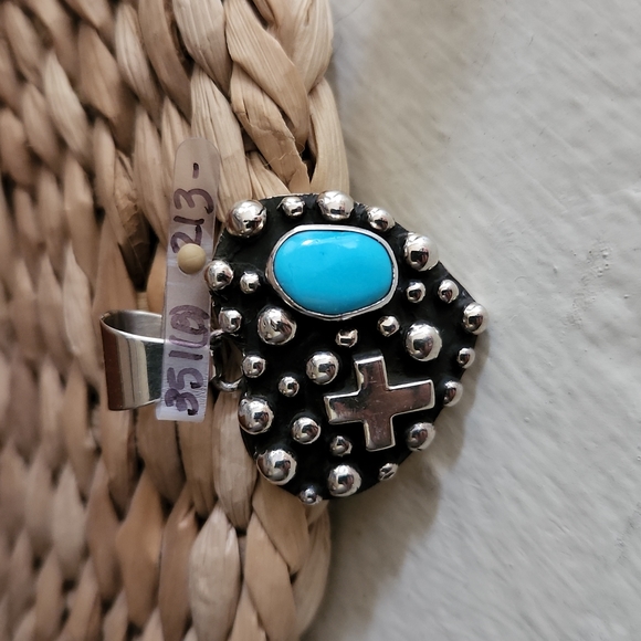 Fabulous NWT Native American Navajo Sterling & Turquoise Puff Heart Pendant - Picture 7 of 9